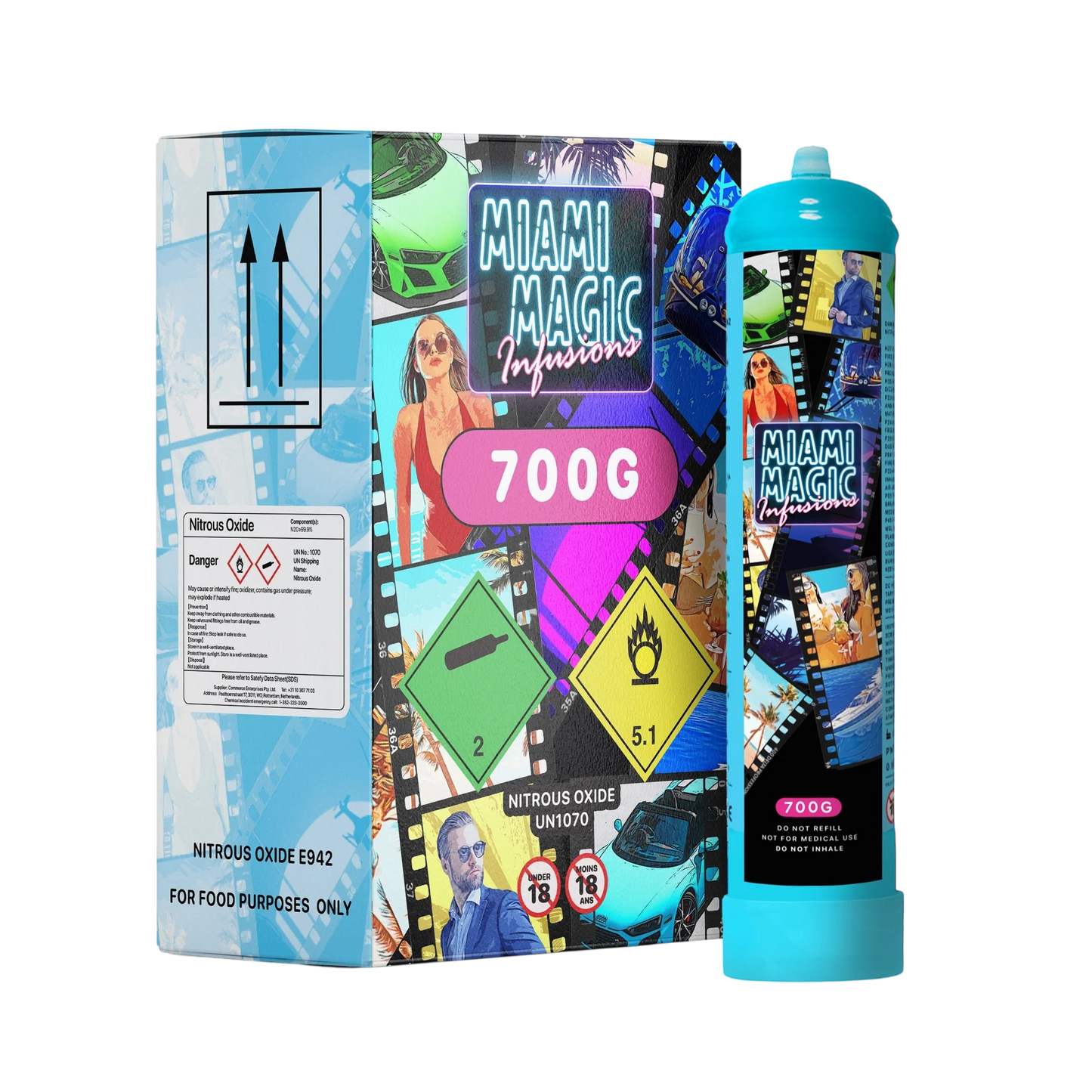 6 x Magic Miami Infusions 640g Cylinders N2O Cream Chargers (Case)
