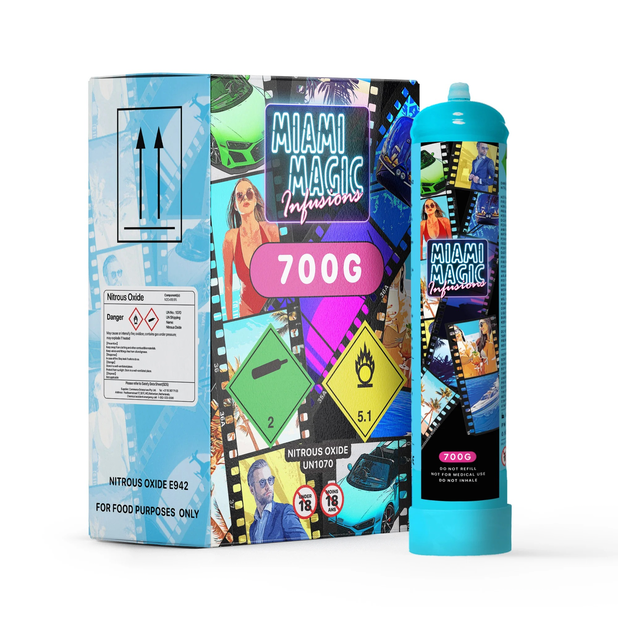 6 x Magic Miami Infusions 640g Cylinders N2O Cream Chargers (Case)